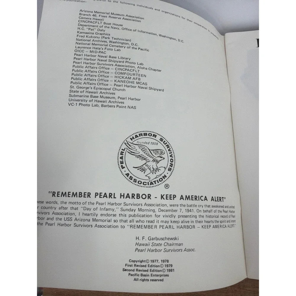 Pearl Harbor and the USS Arizona Memorial A Pictorial History 1981 Softcover